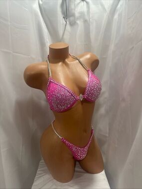 Wellness Competition bikini suits 34DD small bottom all crystal rhinestone